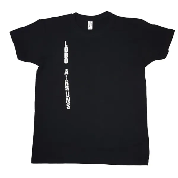 camiseta negra logo vertical LOBO Airguns unisex
